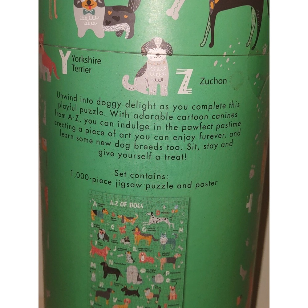 Professor Puzzle A-Z of Dogs 1000 Piece Jigsaw Puzzle with Poster NEW cartoon - Picture 2 of 6